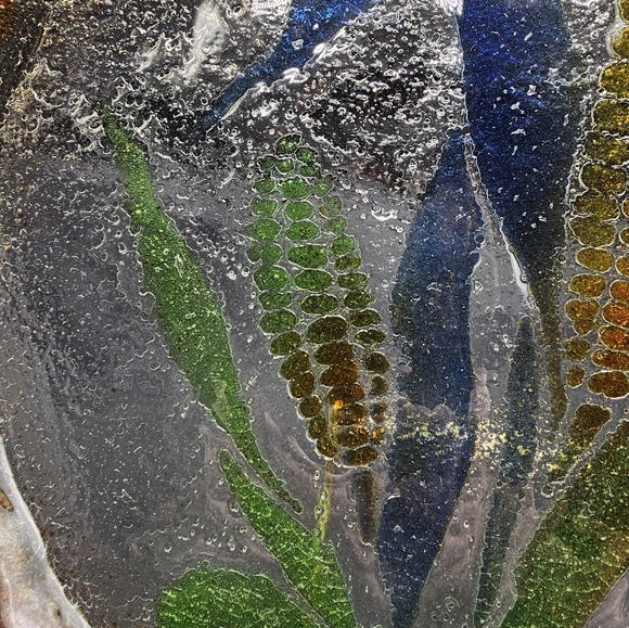 Artglass Fused Glass Plate Tray Corn Made In Israel Orig Sticker - Picture 4 of 9